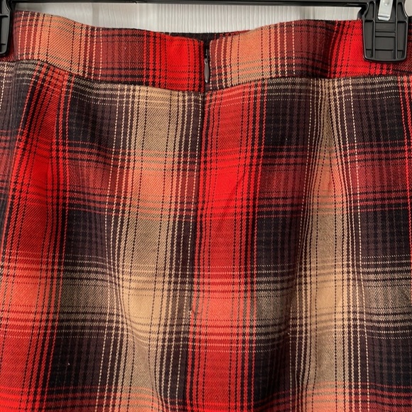 Cato Plad flannel fall orange red black side button side zipper midi skirt sz 8 - Picture 5 of 16